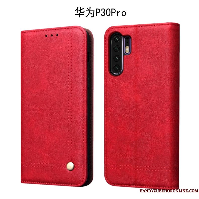 Etui Huawei P30 Pro Vintage Telefondyb Farve, Cover Huawei P30 Pro Folio Anti-fald Business