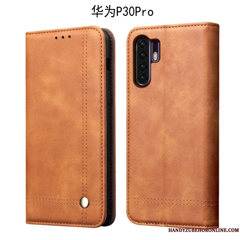 Etui Huawei P30 Pro Vintage Telefondyb Farve, Cover Huawei P30 Pro Folio Anti-fald Business