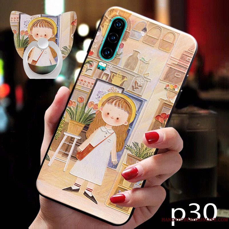 Etui Huawei P30 Relief Af Personlighed Trend, Cover Huawei P30 Support Hængende Ornamenter Knapper