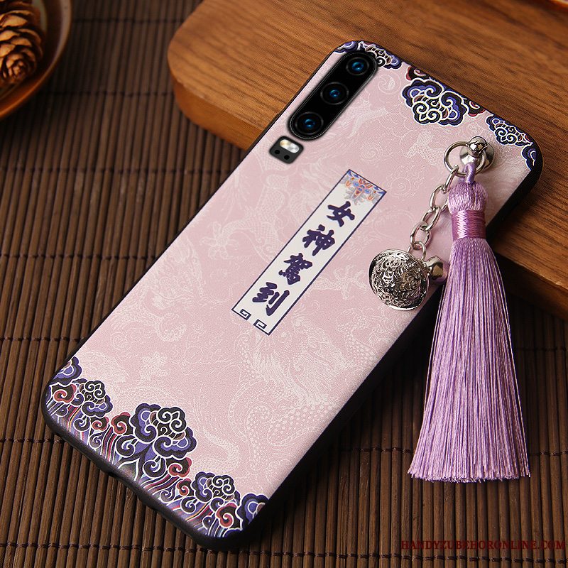 Etui Huawei P30 Silikone Af Personlighed Vind, Cover Huawei P30 Tasker Tassel Kinesisk Stil