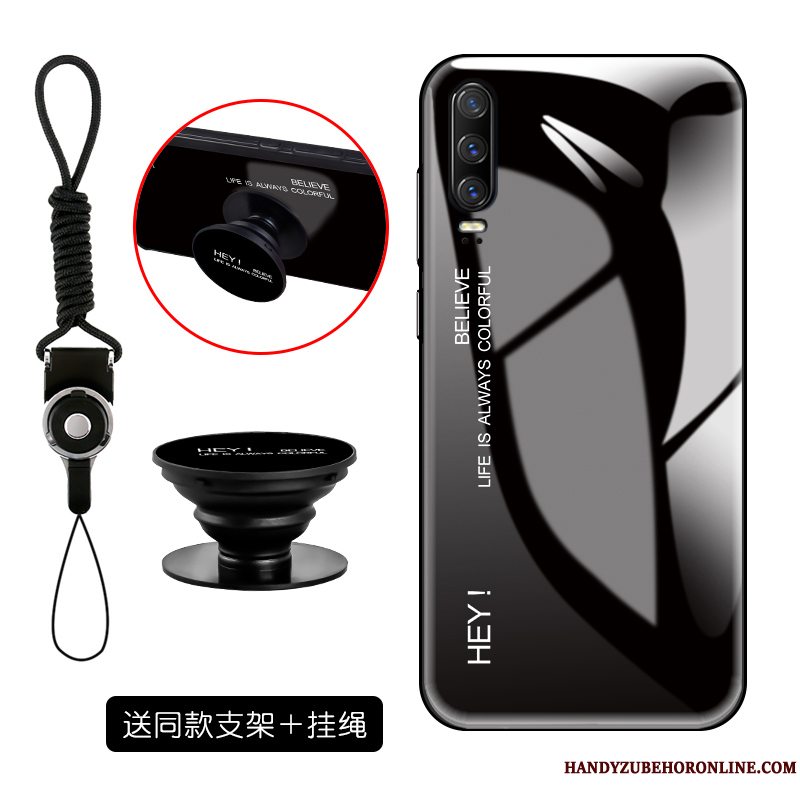 Etui Huawei P30 Silikone Hærdet Glas Telefon, Cover Huawei P30 Kreativ Anti-fald Gradient