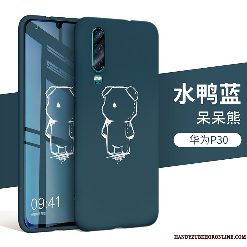 Etui Huawei P30 Silikone Telefonblå, Cover Huawei P30 Tasker Anti-fald Trendy