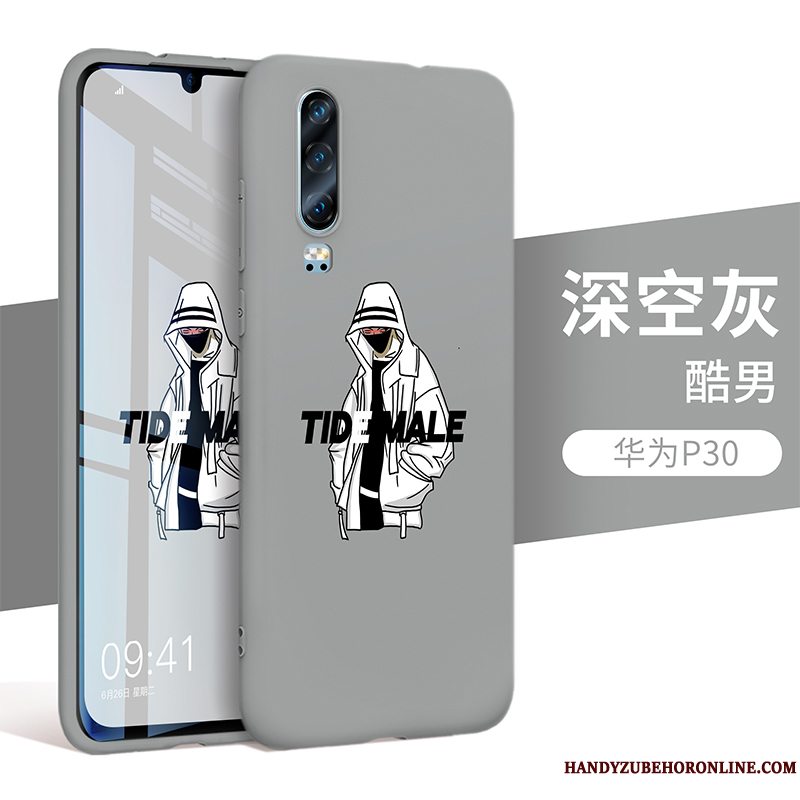 Etui Huawei P30 Silikone Telefonblå, Cover Huawei P30 Tasker Anti-fald Trendy