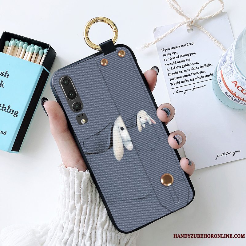 Etui Huawei P30 Silikone Telefonnubuck, Cover Huawei P30 Tasker Anti-fald Blå