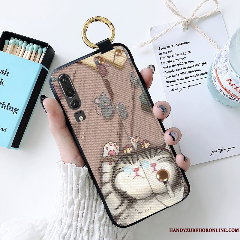 Etui Huawei P30 Silikone Telefonnubuck, Cover Huawei P30 Tasker Anti-fald Blå