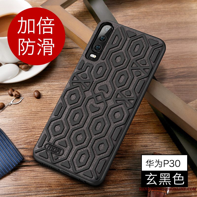 Etui Huawei P30 Tasker Blå Trendy, Cover Huawei P30 Kreativ Tynd Nubuck