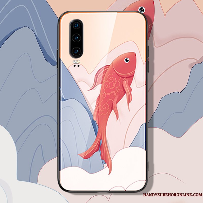 Etui Huawei P30 Tasker Grøn Glas, Cover Huawei P30 Beskyttelse Net Red Trend