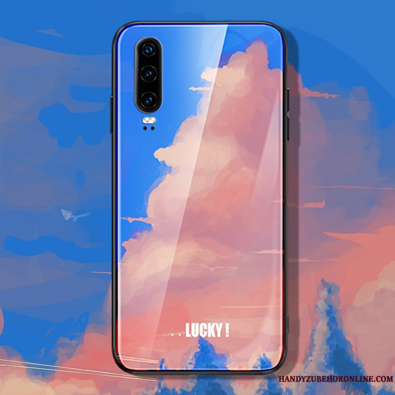 Etui Huawei P30 Tasker Grøn Glas, Cover Huawei P30 Beskyttelse Net Red Trend