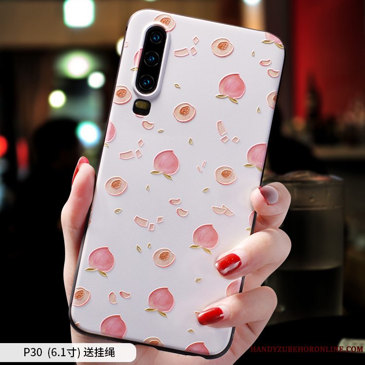 Etui Huawei P30 Tasker Net Red Nubuck, Cover Huawei P30 Beskyttelse Af Personlighed Telefon