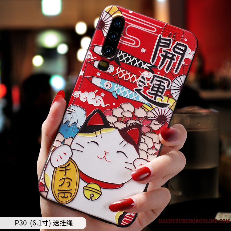 Etui Huawei P30 Tasker Smuk Rød, Cover Huawei P30 Blød Trendy Af Personlighed