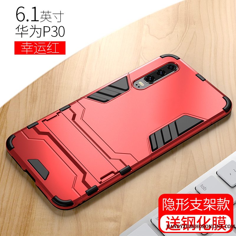 Etui Huawei P30 Tasker Trendy Anti-fald, Cover Huawei P30 Support Nubuck Magnetisk