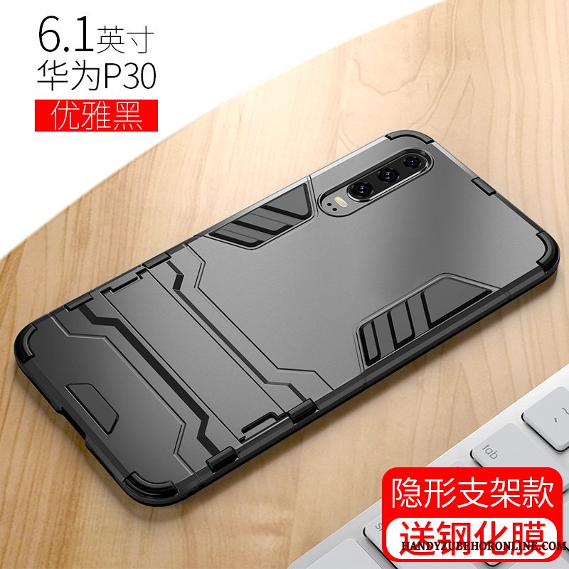 Etui Huawei P30 Tasker Trendy Anti-fald, Cover Huawei P30 Support Nubuck Magnetisk