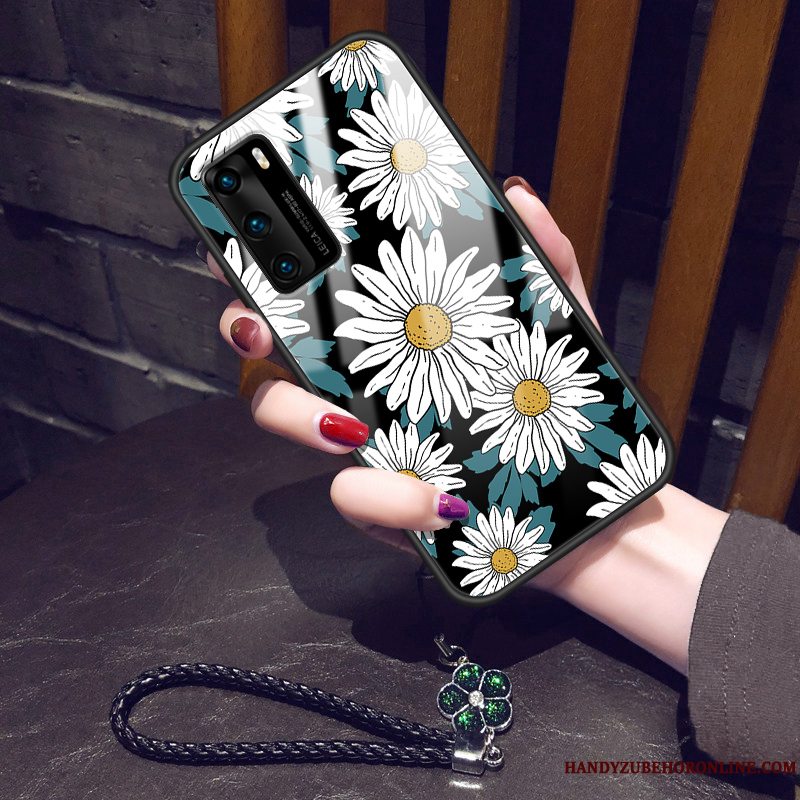 Etui Huawei P40 Blød Glas Blomster, Cover Huawei P40 Vintage Net Red Telefon