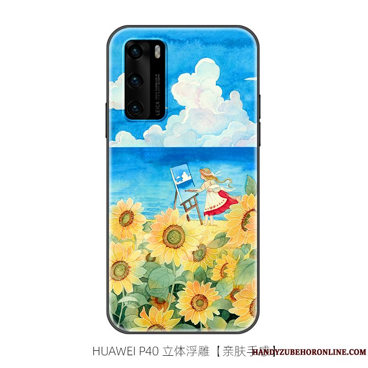Etui Huawei P40 Kreativ Blå Frisk, Cover Huawei P40 Cartoon Trendy Anti-fald