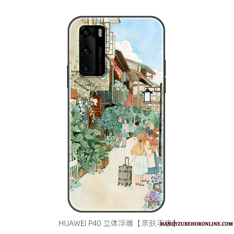Etui Huawei P40 Kreativ Blå Frisk, Cover Huawei P40 Cartoon Trendy Anti-fald