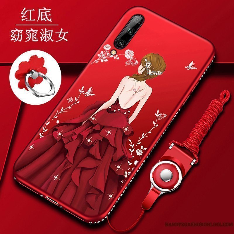 Etui Huawei P40 Lite E Silikone Nubuck Trend, Cover Huawei P40 Lite E Beskyttelse Anti-fald Net Red