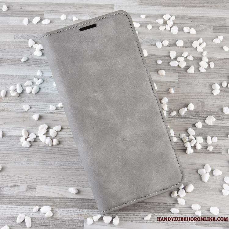 Etui Huawei P40 Lite Folio Grå Business, Cover Huawei P40 Lite Læder Kort Telefon