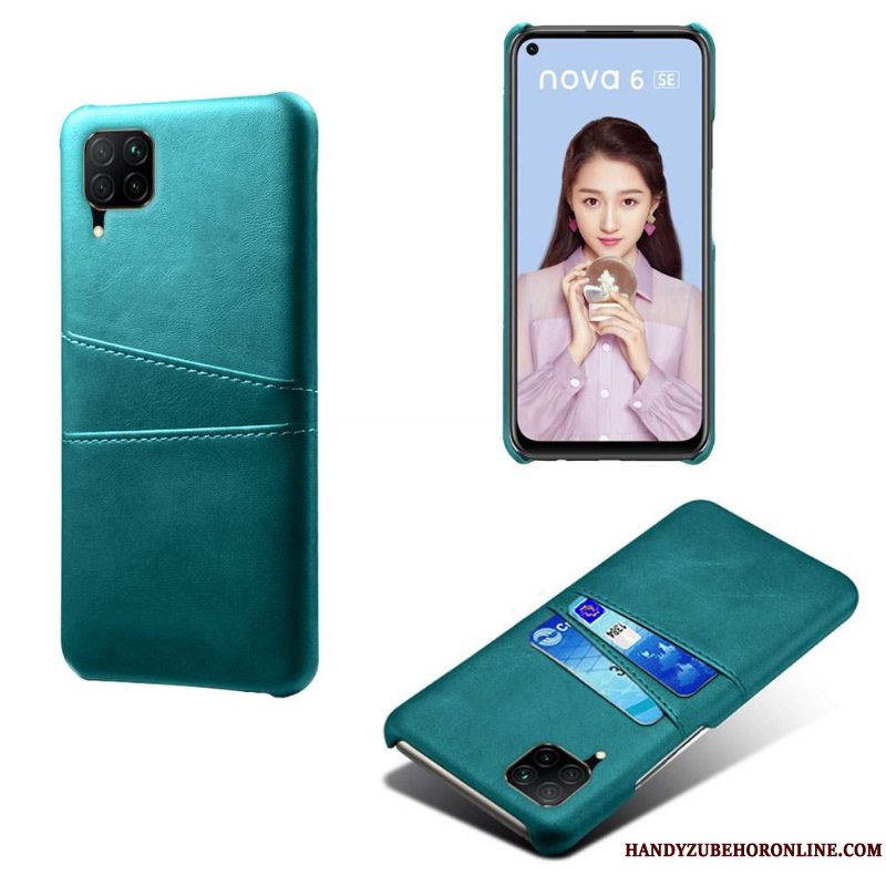 Etui Huawei P40 Lite Læder Grøn Hård, Cover Huawei P40 Lite Kreativ Telefontynd