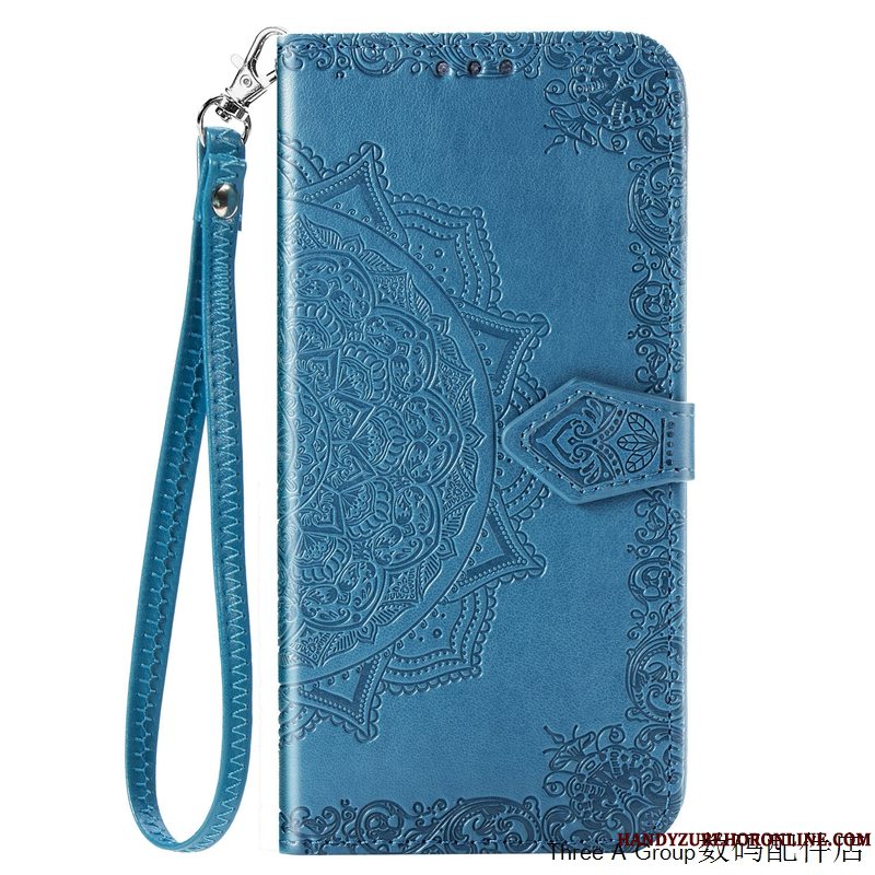 Etui Huawei P40 Lite Læder Hængende Ornamenter Kort, Cover Huawei P40 Lite Folio Sort Telefon