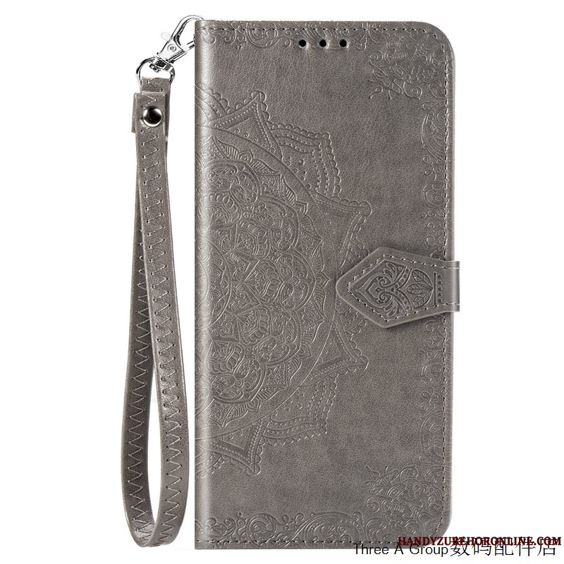 Etui Huawei P40 Lite Læder Hængende Ornamenter Kort, Cover Huawei P40 Lite Folio Sort Telefon