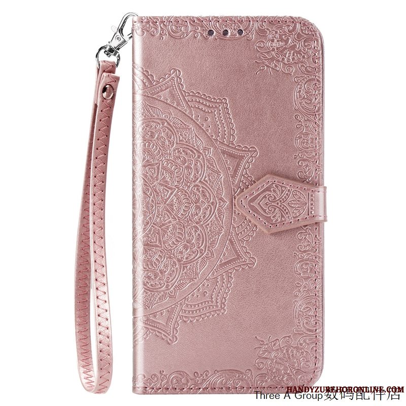 Etui Huawei P40 Lite Læder Hængende Ornamenter Kort, Cover Huawei P40 Lite Folio Sort Telefon