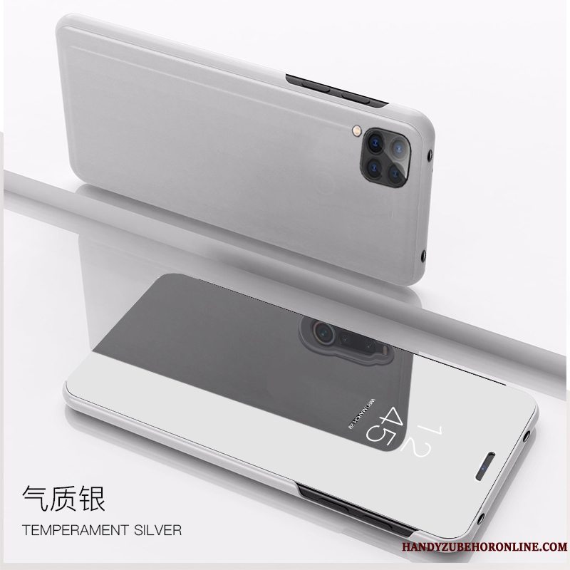 Etui Huawei P40 Lite Tasker Anti-fald Telefon, Cover Huawei P40 Lite Læder Spejl Gennemsigtig