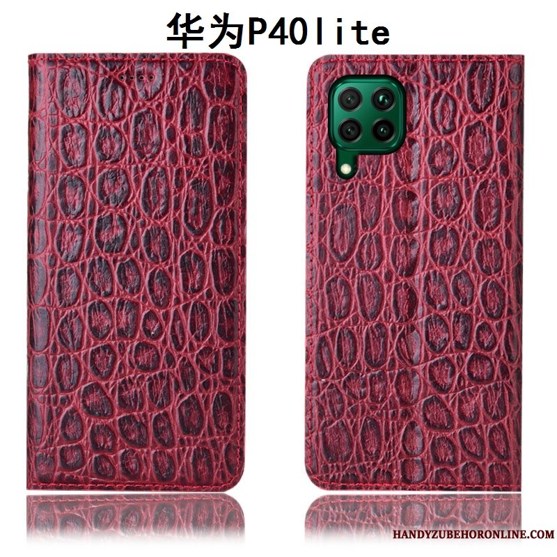 Etui Huawei P40 Lite Tasker Telefonrød, Cover Huawei P40 Lite Læder Anti-fald