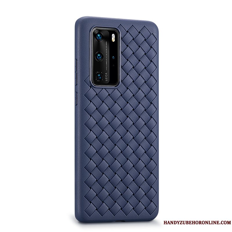 Etui Huawei P40 Pro Beskyttelse Strikkede Lilla, Cover Huawei P40 Pro Læder Mønster Føle