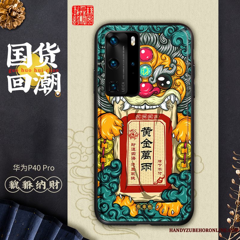 Etui Huawei P40 Pro Læder Anti-fald Kinesisk Stil, Cover Huawei P40 Pro Kreativ Elskeren Af Personlighed