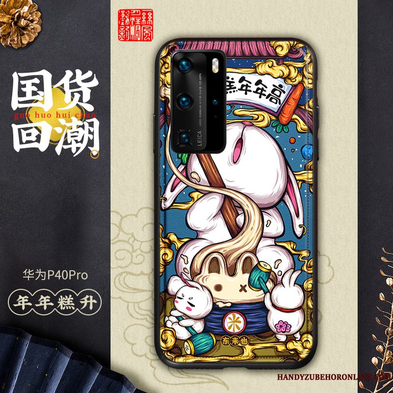 Etui Huawei P40 Pro Læder Anti-fald Kinesisk Stil, Cover Huawei P40 Pro Kreativ Elskeren Af Personlighed