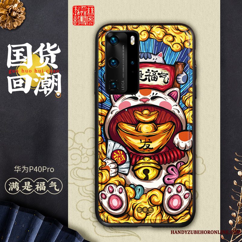 Etui Huawei P40 Pro Læder Anti-fald Kinesisk Stil, Cover Huawei P40 Pro Kreativ Elskeren Af Personlighed