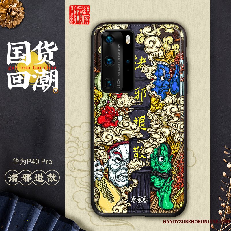 Etui Huawei P40 Pro Læder Anti-fald Kinesisk Stil, Cover Huawei P40 Pro Kreativ Elskeren Af Personlighed