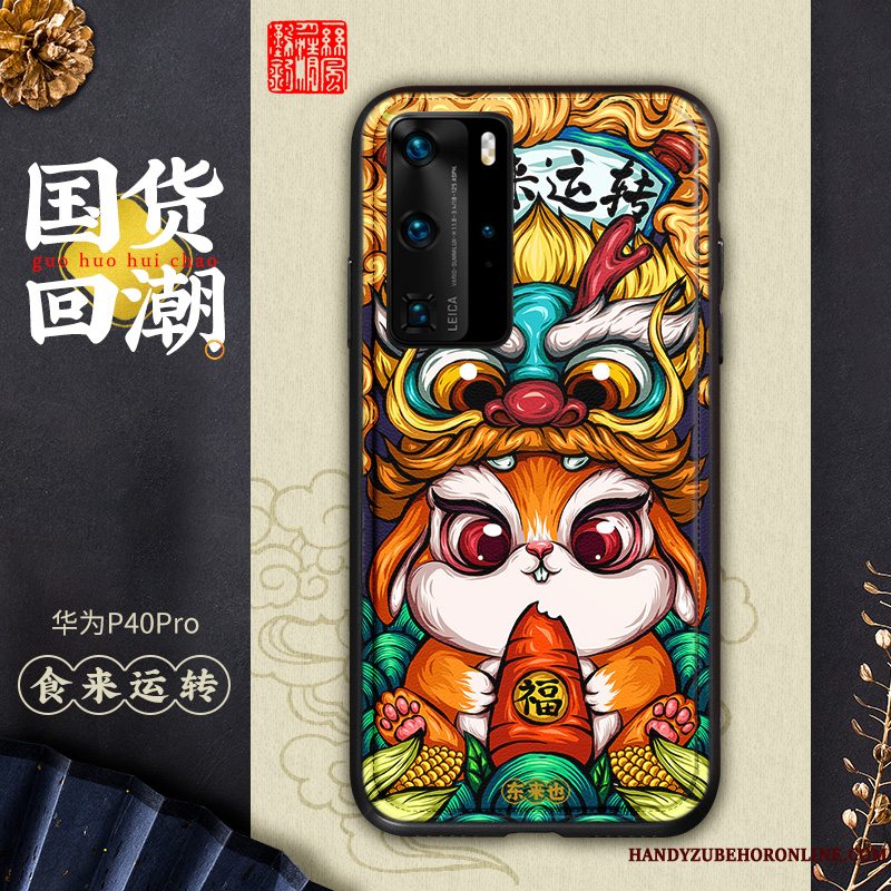 Etui Huawei P40 Pro Læder Anti-fald Kinesisk Stil, Cover Huawei P40 Pro Kreativ Elskeren Af Personlighed