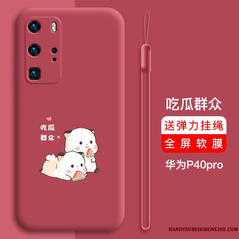 Etui Huawei P40 Pro Tasker Smuk Net Red, Cover Huawei P40 Pro Silikone Trendy Telefon