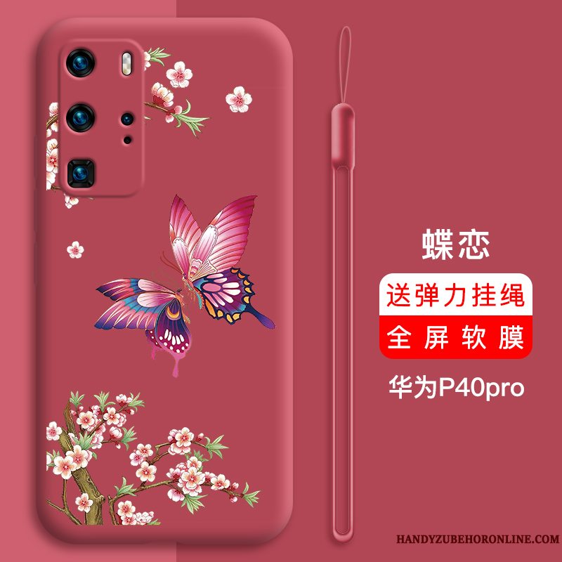 Etui Huawei P40 Pro Tasker Smuk Net Red, Cover Huawei P40 Pro Silikone Trendy Telefon