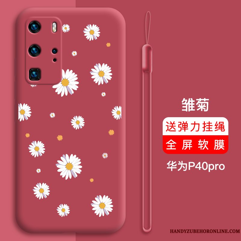 Etui Huawei P40 Pro Tasker Smuk Net Red, Cover Huawei P40 Pro Silikone Trendy Telefon