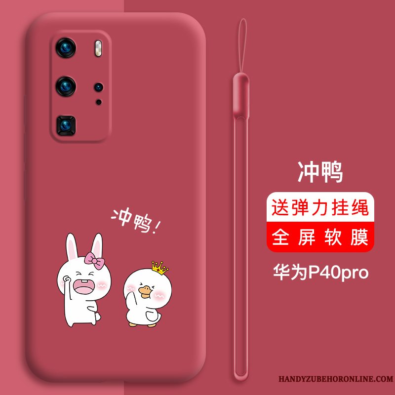 Etui Huawei P40 Pro Tasker Smuk Net Red, Cover Huawei P40 Pro Silikone Trendy Telefon