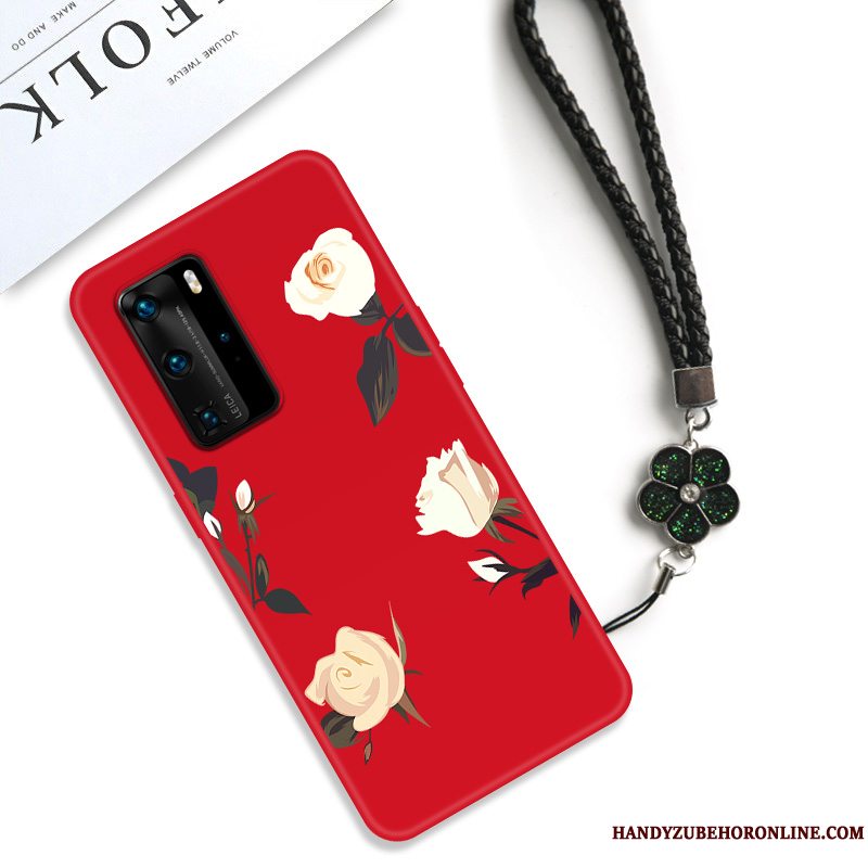 Etui Huawei P40 Pro Vintage Net Red Anti-fald, Cover Huawei P40 Pro Beskyttelse Klassisk Blomster