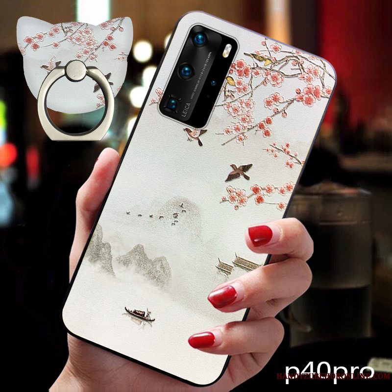 Etui Huawei P40 Pro Vintage Nubuck Af Personlighed, Cover Huawei P40 Pro Kreativ Anti-fald Lyserød