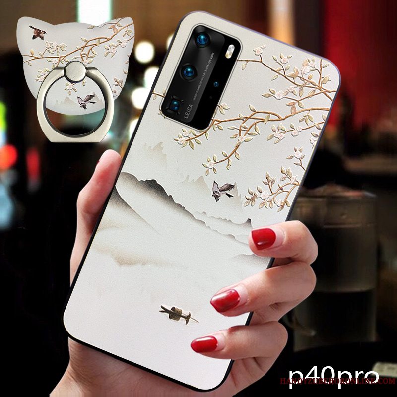 Etui Huawei P40 Pro Vintage Nubuck Af Personlighed, Cover Huawei P40 Pro Kreativ Anti-fald Lyserød