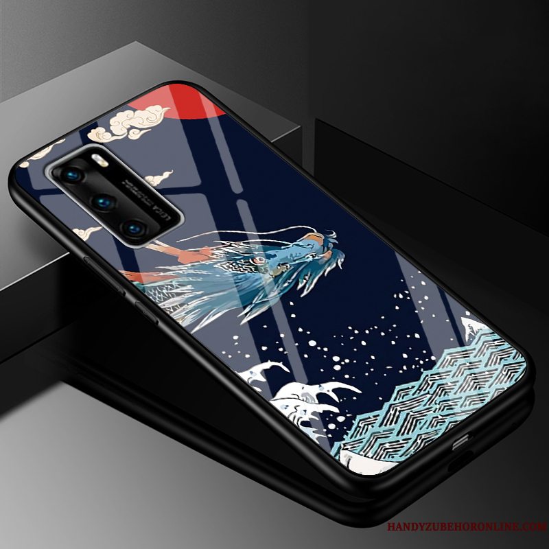 Etui Huawei P40 Silikone Sort Telefon, Cover Huawei P40 Beskyttelse Anti-fald Glas