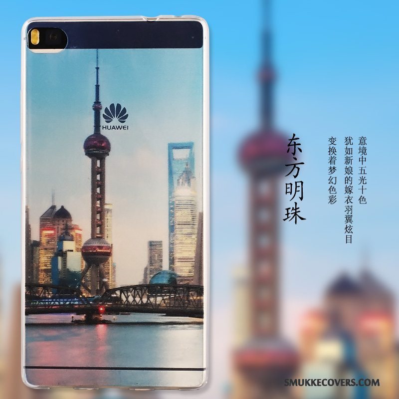 Etui Huawei P8 Beskyttelse Høj Telefon, Cover Huawei P8 Blød Blå