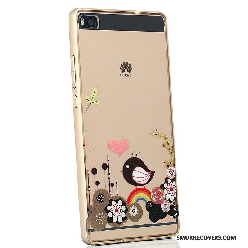 Etui Huawei P8 Kreativ Høj Ramme, Cover Huawei P8 Metal Hvid Af Personlighed