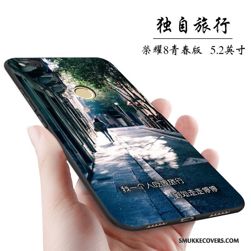 Etui Huawei P8 Lite 2017 Blød Mørkeblå Af Personlighed, Cover Huawei P8 Lite 2017 Silikone Nubuck Anti-fald