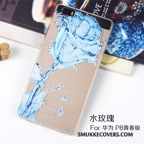 Etui Huawei P8 Lite Silikone Lyserød Telefon, Cover Huawei P8 Lite Relief Gennemsigtig Ungdom