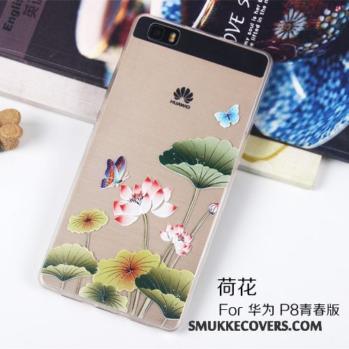 Etui Huawei P8 Lite Silikone Lyserød Telefon, Cover Huawei P8 Lite Relief Gennemsigtig Ungdom