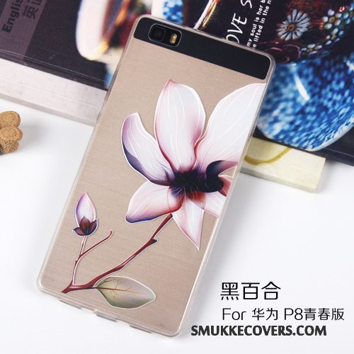 Etui Huawei P8 Lite Silikone Lyserød Telefon, Cover Huawei P8 Lite Relief Gennemsigtig Ungdom