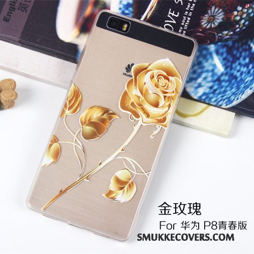 Etui Huawei P8 Lite Silikone Lyserød Telefon, Cover Huawei P8 Lite Relief Gennemsigtig Ungdom