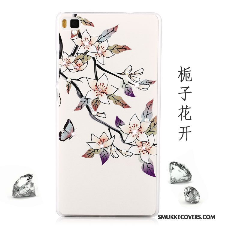 Etui Huawei P8 Lite Strass Rød Ungdom, Cover Huawei P8 Lite Malet Telefon