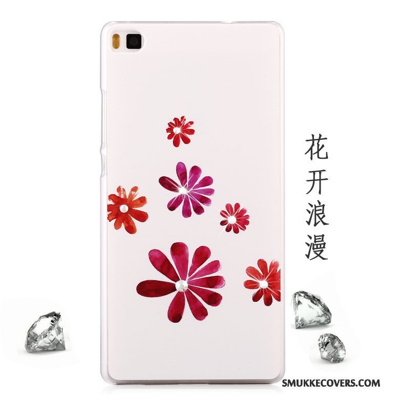 Etui Huawei P8 Lite Strass Rød Ungdom, Cover Huawei P8 Lite Malet Telefon